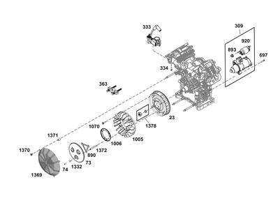 Flywheel, Ignition, And Starter Group Diagram and Parts List for 61G277-0008-J1 400000 - 699999 Briggs and Stratton Engine